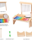 - Kids Musical Instrument Set - 4-in-1 Drum, Xylophone, Wind Chime, and Scraper Baby Stork Musical Toy