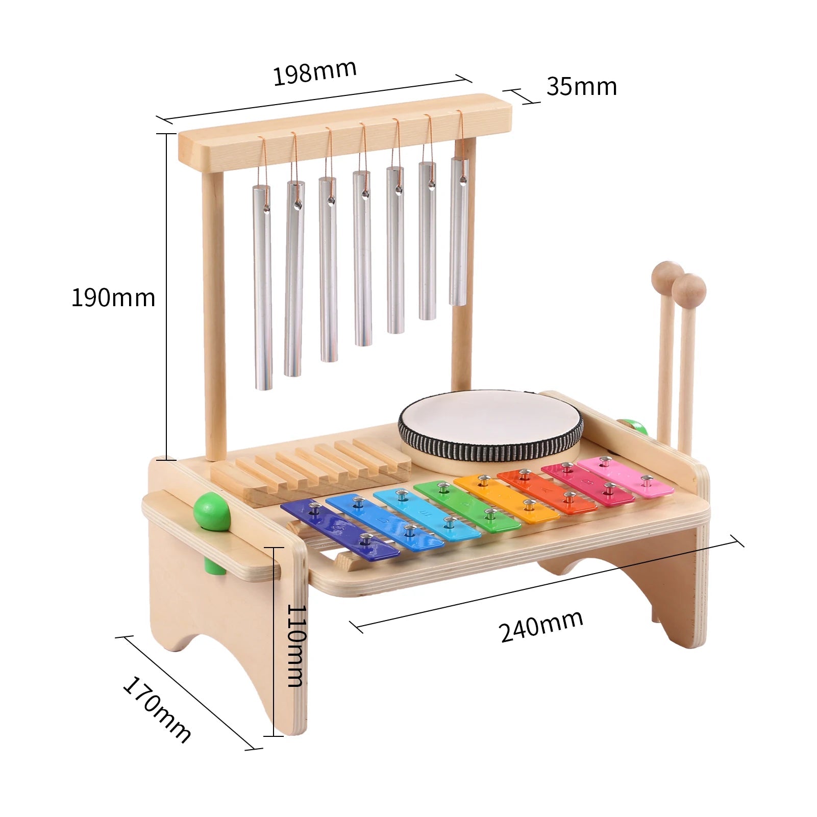 Kids Musical Instrument Set | 4-in-1 Drum, Xylophone, Wind Chime ...