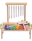 - Kids Musical Instrument Set - 4-in-1 Drum, Xylophone, Wind Chime, and Scraper Baby Stork Musical Toy