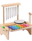 Default Title - Kids Musical Instrument Set - 4-in-1 Drum, Xylophone, Wind Chime, and Scraper Baby Stork Musical Toy
