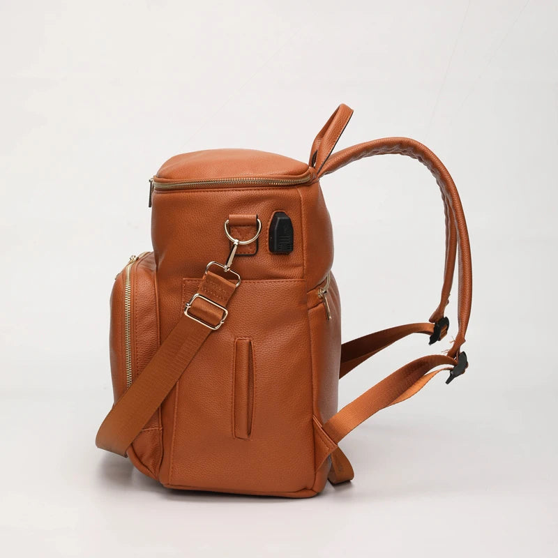 Elegant Vegan Leather Diaper Bag Baby Stork Luxury Nappy Bag