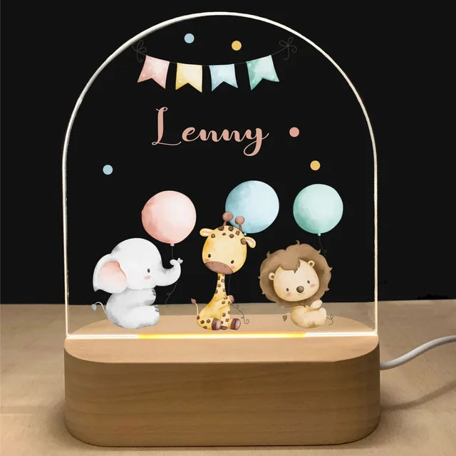 Personalised Birthday Animals LED Night Light for Kids – Customisable ...