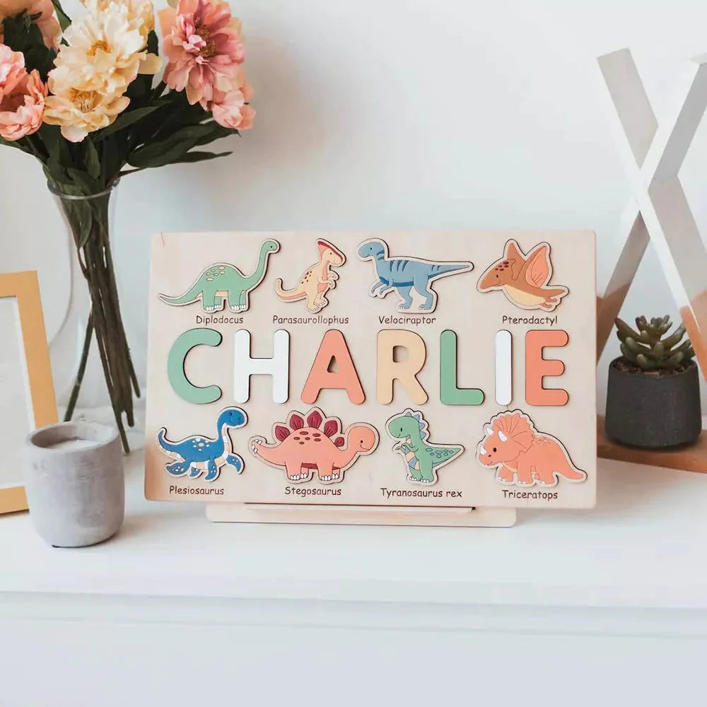 Personalised Dinosaur Name Puzzle Custom Wooden Name Puzzle For Kids personalised-dinosaur-name-puzzle-custom-wooden-name-puzzle-for-kids