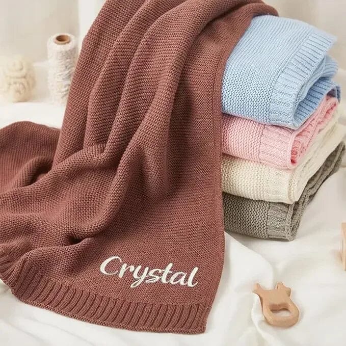Personalised Soft Knit Blanket Baby Gift Sets Storkke 