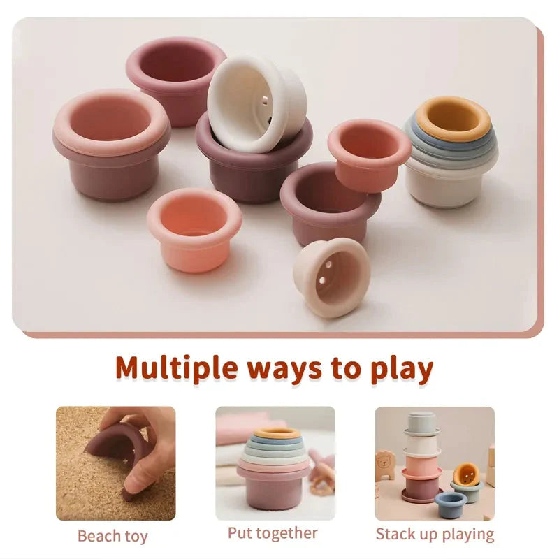 Silicone Stacker Cups - Multiple Colours Sorting &amp; Stacking Toys Storkke 