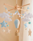 - Skyward Dreams Hot Air Balloon Mobile - Blue Baby Stork Baby Mobile