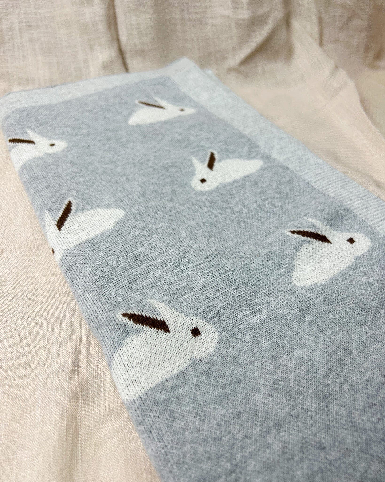 Soft Knit Bunny Blanket Swaddling &amp; Receiving Blankets Storkke 