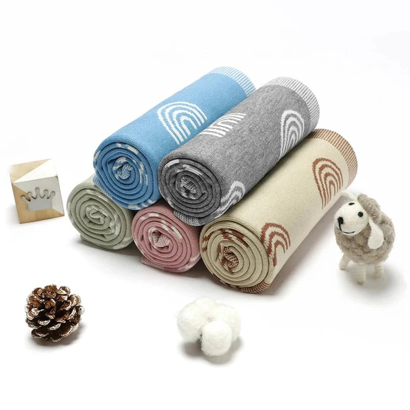 Soft Knit Rainbow Blanket Swaddling & Receiving Blankets Storkke 