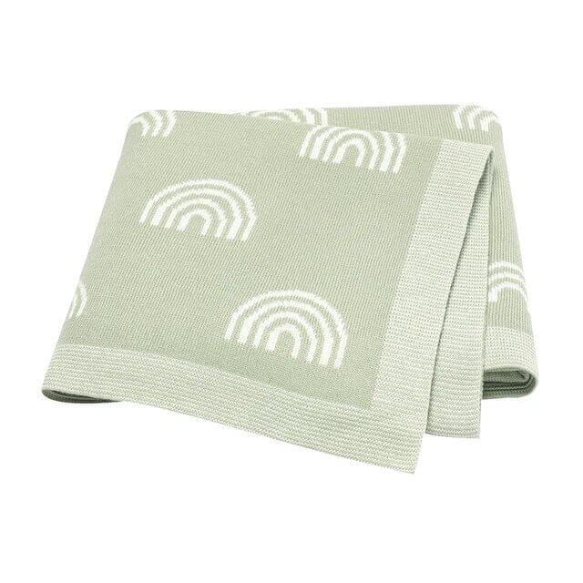 Soft Knit Rainbow Blanket Swaddling & Receiving Blankets Storkke Light Green 