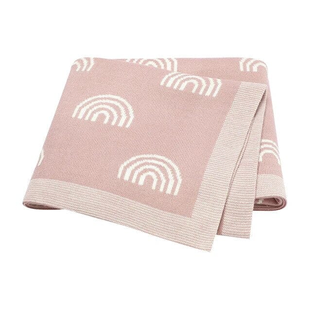Soft Knit Rainbow Blanket Swaddling & Receiving Blankets Storkke Light Pink 
