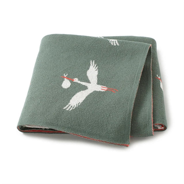Soft Knit Stork Blanket Swaddling &amp; Receiving Blankets Storkke Green 