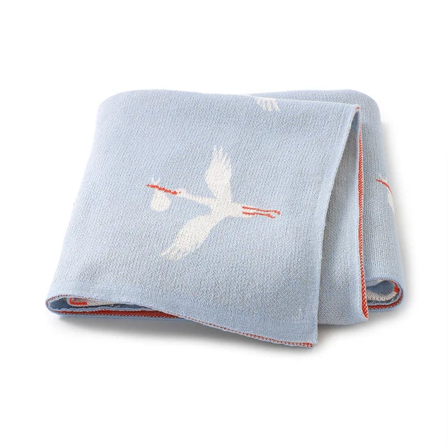 Soft Knit Stork Blanket Swaddling & Receiving Blankets Storkke Light Blue 