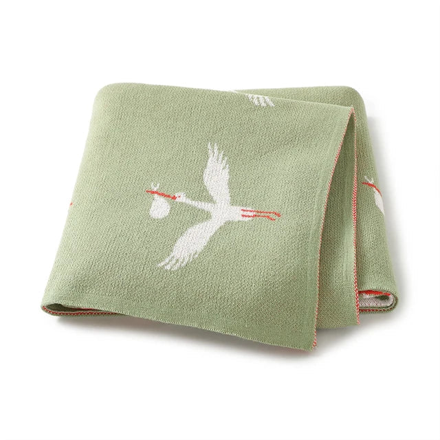 Soft Knit Stork Blanket Swaddling &amp; Receiving Blankets Storkke Light Green 