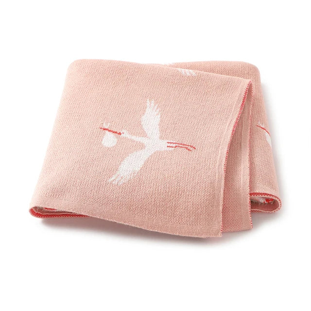 Soft Knit Stork Blanket Swaddling &amp; Receiving Blankets Storkke Pink 