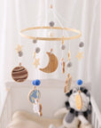 - Cosmic Explorer Nursery Mobile with Wooden Space Figures Baby Stork Baby Mobile
