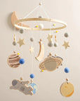 - Cosmic Explorer Nursery Mobile with Wooden Space Figures Baby Stork Baby Mobile