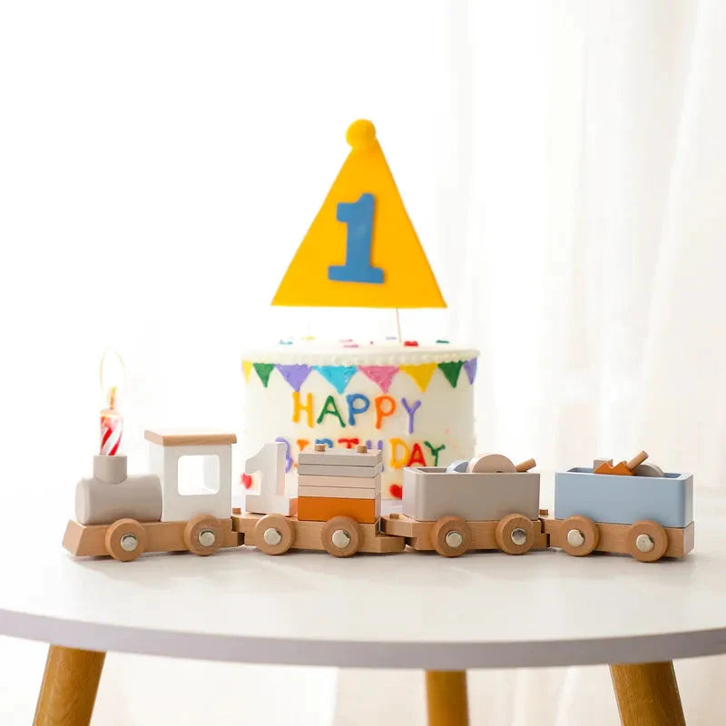 Wooden Birthday Train Baby Toys & Activity Equipment Storkke 